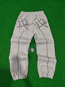 2026 Custom Unisex Haidergrey Color Heavy Weight 100% Cotton Fleece DTF Print Sweatpants with Embroidery <b>Cuffed</b> <b>Jogger</b> for Men - Product Image 4