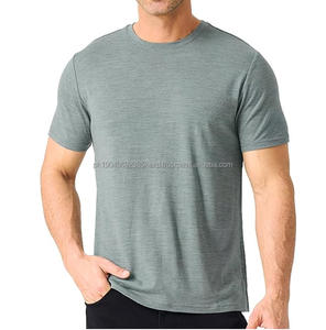 T-shirt de sport à manches courtes en coton tricoté 100 %, col rond, respirant, séchage rapide, doux, couche de base, résistant aux taches naturelles - Product Image 3