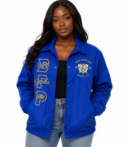 เสื้อแจ็คเก็ตไลน์ SGRHO สำหรับสตรี ชมรมพี่น้องและชมรมหญิงสาวชาวกรีก พร้อมตัวอักษรกรีกและตราสัญลักษณ์  แบบกันลม ขายส่ง - Product Image 2