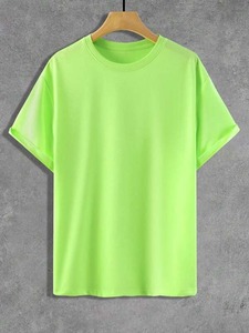 T-shirt à épaules tombantes en coton pour homme, couleur unie, design personnalisé, col rond, tenue décontractée - Product Image 6