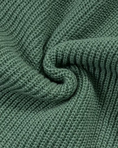 Men's Green Knitted Turtleneck Pullover Sweater Long Sleeve Solid Color Winter Wear Polyester/Cotton Zipper Closure - Product Image 5