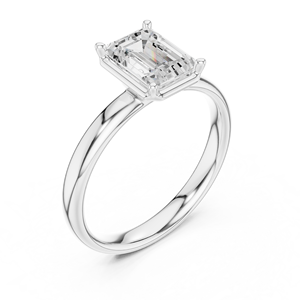 Bague de fiançailles et de mariage classique pour femme en argent sterling 925 avec moissanite taille émeraude, bijoux fins - Product Image 4