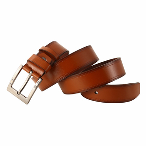 Cinturón de Negocios para Hombre, Casual, de Color Sólido Plateado, con Hebilla Rectangular, Transpirable, Ajustable, Duradero, de Cuero Vacuno, con Diseño 3D de Aleación - Product Image 2