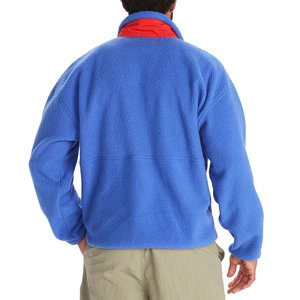 Men's Blue <b>Fleece</b> Quarter-Zip <b>Jacket</b> <b>With</b> Pockets Casual Autumn Wear Regular Fit Polyester Material - Product Image 5