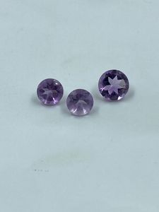 Pierre précieuse améthyste naturelle, coupe arrondie, 2,63 carats, 6-7 mm, violet, 3 pièces pour la fabrication de bijoux - Product Image 5