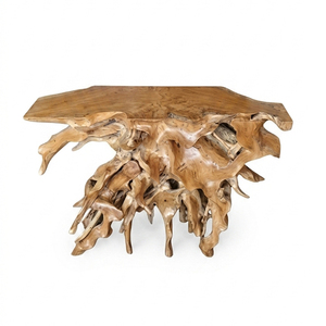 Mesa Consola Moderna de Raíz de Teca Sólida Premium para Entrada, Mueble Orgánico Natural para el Hogar - Product Image 1