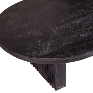 Black <b>Rustic</b> Solid Wood Handmade Durable <b>Coffee</b> <b>Table</b> Modern Oval Minimalist Design Living Room Furniture - Product Image 5