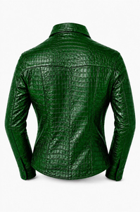 Men's Green Luxury Leather <b>Jackets</b> for Embossed Genuine Leather Winter High Street Front Pocket <b>Western</b> Fashion Coat - Product Image 6