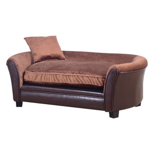 Lit pour chien et chat, type grotte, durable, rembourré en velours, coussin amovible et lavable pour animaux de compagnie, mousse de polyuréthane souple, cadre en bois rectangulaire, canapé-lit - Product Image 6