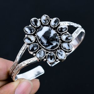 Natural White bufflo Gemstone 925 Sterling <b>Silver</b> Bangle Trending Designer <b>Bracelet</b> Jewelry <b>Cuff</b> Women Bangle - Product Image 1