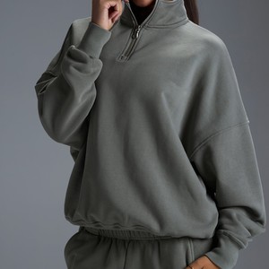 Sweat-shirt à capuche demi-zip pour femme, pull oversize à manches longues, vêtements d'automne pour adolescentes, tendance et confortable - Product Image 1