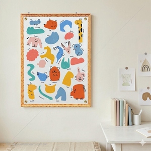 <b>Plastic</b> Wood Grain Frame Magnetic Educational Board for Kids <b>Animal</b> Learning Drawing Shapes Practice Sublimation - Product Image 6