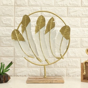 Sculpture moderne en bois et métal, élégante pièce décorative pour la maison, le salon, le bureau et la table, style artistique bois-métal - Product Image 3