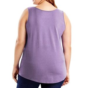 Camisetas sin mangas de punto moradas para mujer, transpirables, con cuello redondo, de algodón básico, para verano, tallas grandes, informales, de fábrica OEM - Product Image 3