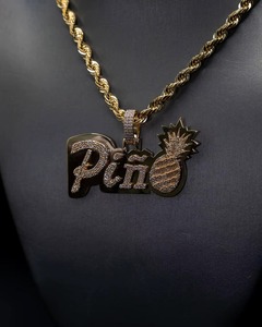 Pendentif Lettre en Moissanite Thème Ananas Plaqué Or 18K Argent 925 Style Hip Hop Bijoux Homme Pendentif Quotidien - Product Image 5