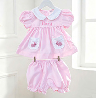 Combinaison smockée personnalisée pour bébé fille, col blanc classique, combinaison bulle rose pour bébé, vêtements de Pâques, fabricant de vêtements en gros