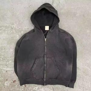 Wholesale Price Low MOQ Acid Washed Hoodie French Terry Cotton Vintage Distressed Acid Wash <b>Pullover</b> Hoodie for <b>Men</b> - Product Image 3