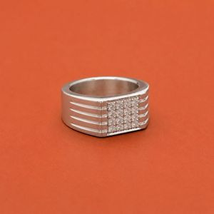 925 Sterling Silver <b>Men's</b> Diamond Band Style Wedding Fashionable Elegant Party <b>Ring</b> <b>For</b> <b>Men</b> - Product Image 2
