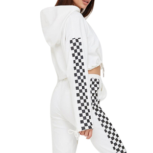 Survêtement blanc à capuche pour femme avec manches à carreaux, longueur intégrale, écologique, léger, décontracté, respirant pour l'hiver - Product Image 2
