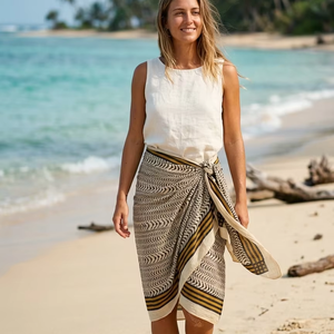 ผ้าซิ่นชายหาดพิมพ์ลายด้วยมือสำหรับผู้หญิง ผ้าพันคอชายหาดผ้าฝ้าย ผ้าคลุมชายหาด ปาเรโอ ชุดว่ายน้ำชายหาด ผ้าคลุมชายหาด ลุงกีอินเดีย - Product Image 1