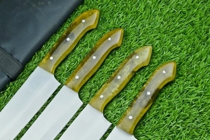 Ensemble de 4 couteaux de chef en acier carbone écologique, fabriqués à la main - Product Image 4