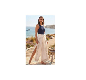 Pantalones Palazzo de Algodón Kantha Hechos a Mano, Estampado Boho Dorado, Pierna Ancha, Ecológicos, de Secado Rápido, Cintura Alta con Cordón Ajustable, Talla Única - Product Image 2