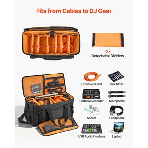 Borsa Imbottita 1680D per Attrezzatura Musicale con Ruote, 6 Divisori Staccabili, Custodia da Viaggio per DJ e Professionisti - Product Image 2
