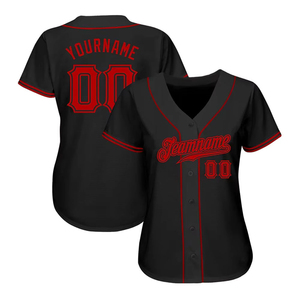 Camiseta de Béisbol Personalizada Negra y Roja, Auténtica, de Primera Calidad, Sublimada, Transpirable, de Secado Rápido, para Fanáticos del Equipo - Product Image 2