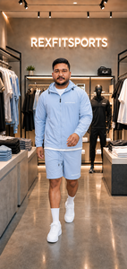 REXFIT SPORTS 2026 Ensemble veste coupe-vent et short unisexe en polyester personnalisé, vêtements de sport légers pour la salle de sport, l'entraînement et les activités de plein air - Product Image 3