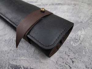 Custom Genuine <b>Leather</b> Chef Knife <b>Roll</b> Bag <b>Tool</b> <b>Roll</b> Bag New Design <b>Roll</b> up Bag Professional Chef Knife Cover LKR-0272 - Product Image 3