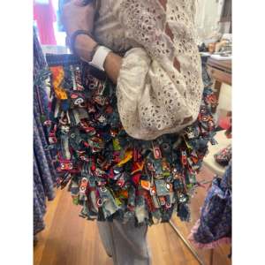 Sac fourre-tout bohème personnalisé Coastal Breeze RAG BAG, broderie et pompons décoratifs, couleur unie, en coton, ouvert, pour le shopping - Product Image 1