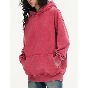 <b>Women</b> Oversized Acid Wash <b>Hoodie</b> With Ribbed Cuffs Adjustable Hood And Loose Comfortable Ladies Hoodies - Product Image 5
