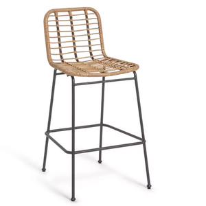 Taburete de Bar de Ratán con Asiento de Mimbre Tejido a Mano y Estructura de Hierro para Decoración de Muebles de Bar en el Hogar - Product Image 3