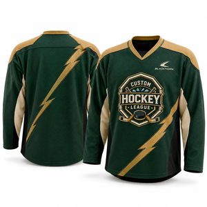 Camiseta de Hockey sobre Hielo Unisex Personalizada, Bordado Tackle Twill, Diseño a Cuadros, Manga Larga, Malla Transpirable, Tejido Elástico en Cuatro Direcciones - Product Image 4