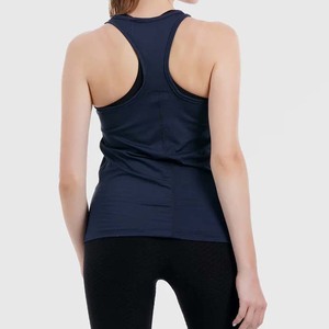 Women's <b>Navy</b> Blue Tank <b>Top</b> Solid Color Quick Dry Knitted Sporty Style Regular Length 100% Polyester - Product Image 6