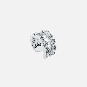 Two Row Diamond Ear Cuff Lab Grown Diamond 14K Gold VVS-VS Clarity Brilliant Cut Polished Finish No <b>Piercing</b> Minimalist <b>Earring</b> - Product Image 3