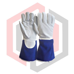 Gants de soudage TIG en cuir de chèvre pleine fleur, avant et arrière, avec poignet tricoté, haute qualité, pour travail quotidien et sécurité incendie, OEM 16 pouces - Product Image 1
