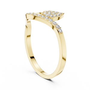 Bague minimaliste en or jaune 18 carats plaqué rhodium avec diamant de laboratoire taillé motif feuille, certifiée, pour fiançailles, mariage, soirée ou usage quotidien - Product Image 3