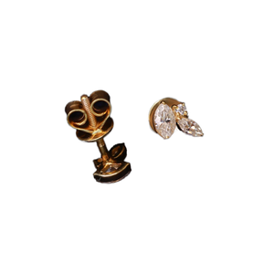 Pendientes de tuerca de moissanita de corte Marquesa doble Vintage S925 plata esterlina 18K chapado en oro racimo de joyería fina - Product Image 3