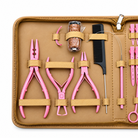 Kit d'outils professionnels pour extensions de cheveux avec pinces, pinces de sectionnement, peigne et accessoires micro-anneaux pour usage en salon