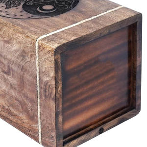 Ying yang engraved mango wood urns best selling wooden cremation urn handmade burial urn for ashes <b>pets</b> human funeral <b>memorial</b> - Product Image 5
