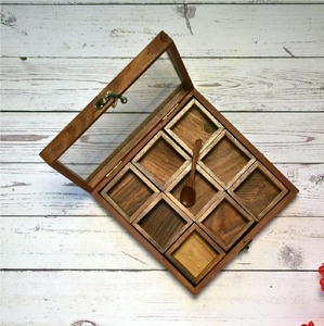 Wood Spice <b>Box</b> 9x9 Inch Decorative Wooden Spice <b>Box</b> 6 PCS Handcrafted Wooden Eco-Friendly Spice <b>Box</b> - Product Image 1
