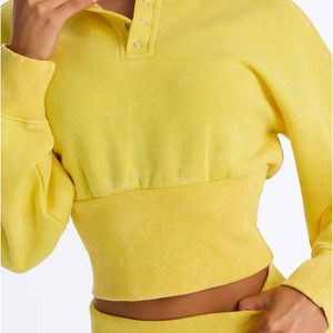 Best Quality Polyester/Nylon Women's Solid Windproof Breathable Crop Top Hoodie <b>Short</b> <b>Sets</b> Daily Winter Wear Hooded - Product Image 4