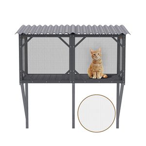 Box per Gatti da Esterno da 43,3 Pollici con Logo Personalizzato, Recinto Catio con Rete Anti-insetti per Prendere il Sole, Riposare e Osservare da Finestra - Product Image 5