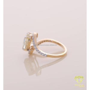 Anillo de Compromiso con Diamante Ovalado Amarillo Cultivado en Laboratorio, Banda Trenzada con Pavé, Oro Blanco, Anillo de Promesa de Boda para Mujer - Product Image 2