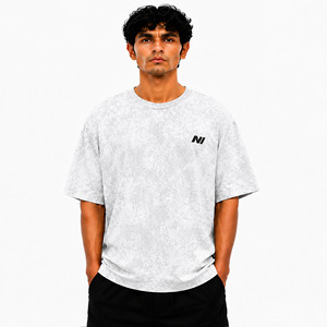 T-shirt en coton surdimensionné pour homme OEM, manches courtes, col rond, couleur unie, décontracté, avec logo imprimé sur le devant, respirant, jersey 180g, style urbain - Product Image 5