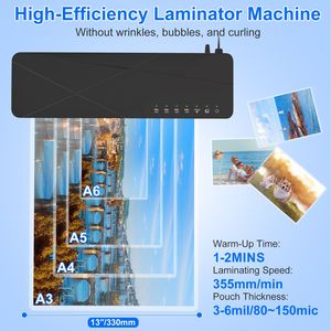 13-Inch Personal Thermal <b>Laminator</b> <b>Machine</b> Hot Cold Modes with ABS Function 60S Warm-Up Time 30Mins Auto-Off for A4 Documents - Product Image 3