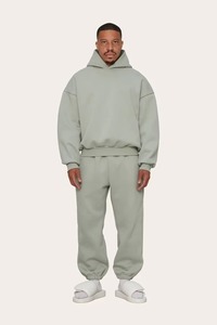 <b>Men's</b> Oversized Hooded <b>Sweatshirt</b> Solid Color Cotton French Terry Casual Winter Digital Printing Streetwear - Product Image 2