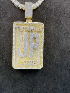 จี้เพชรโมอิสซาไนต์แบบสองสีสั่งทำพิเศษ จี้ฮิปฮอป จี้เงินแท้ 925 ประดับเพชร จี้รูปตัวอักษร จี้รูปสี่เหลี่ยมผืนผ้า - Product Image 4