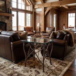 Mesa Auxiliar de Hierro Forjado a Mano con Tapa de Cristal Transparente, Diseño Rústico de Ramas, Mueble Decorativo para Sala de Estar, Decoración para Casa o Cabaña - Product Image 3